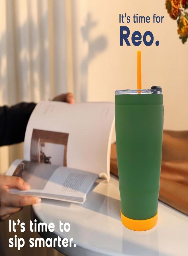 Headway by rabitat REO Insulated Stainless Steel Tumbler 500 ml | Double Wall Vacuum Travel Mug | Hot & Cold | Flip-Open Straw Sipper | Leak Proof Flask for Office, Gym, Travel | Meridian Green - Image 2